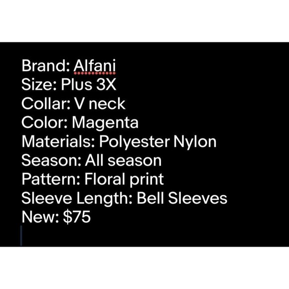NWT Alfani Blouse Plus 3x Magenta Lace Bell Sleeves V Neck Stretch - Picture 15 of 15